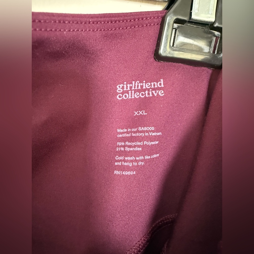 Girlfriend Collective High Rise Compressive Crop Leggings Wine Plum Size XXL 2X - Picture 5 of 7